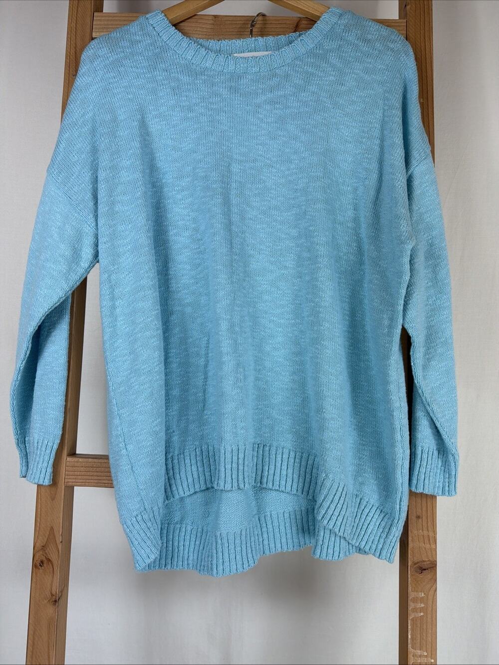 NWT Cotton Country Turquoise Crew Neck Long Sleeve Sweater #1196 Size XL